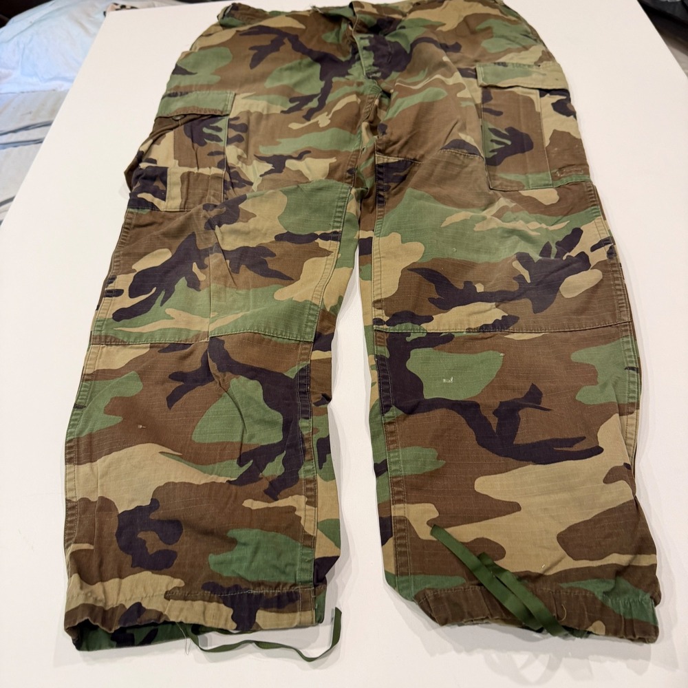 US Military Woodland Camo Cargo Pants Ripstop BDU Trousers Large Regular
